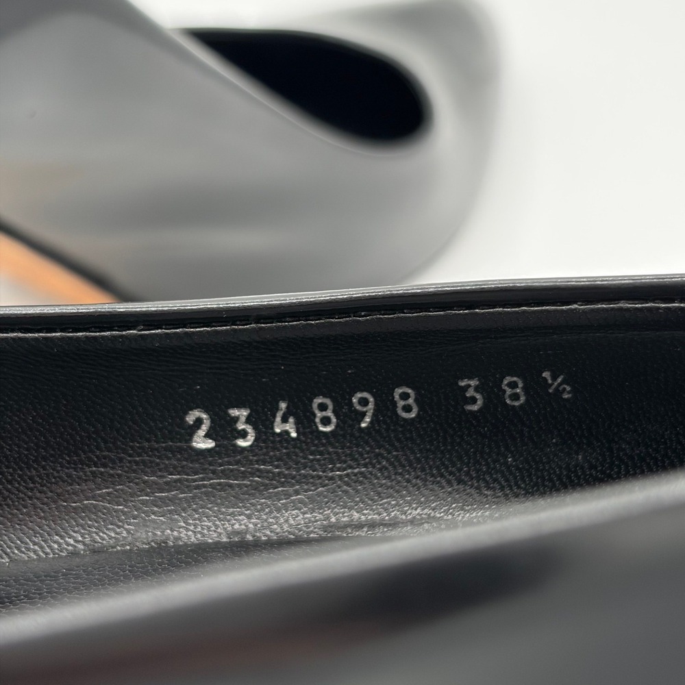 Gucci‎ Interlocking GG Logo Sz 38.5 Classic Black Patent Leather Stiletto Heels - Picture 9 of 9